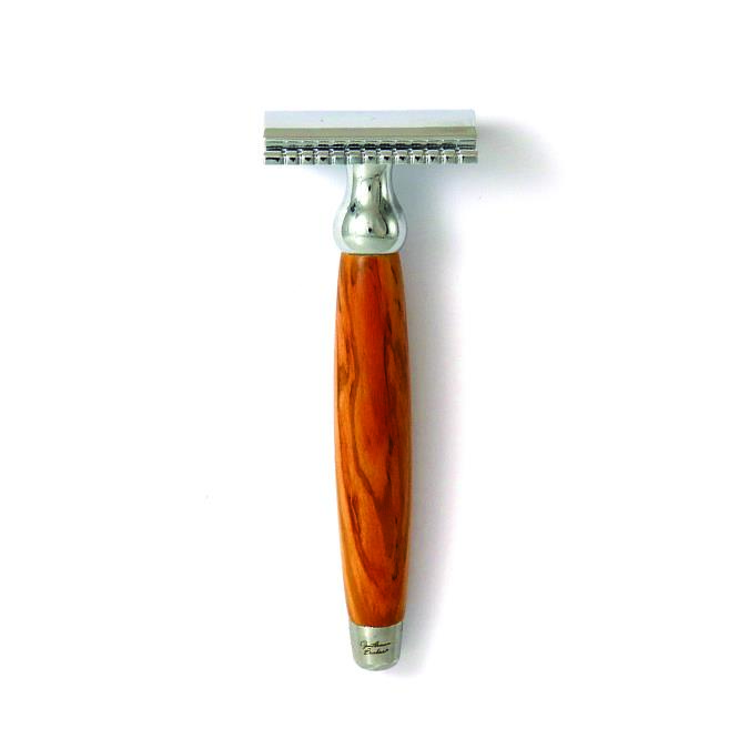 Gentleman Barbier Rasierhobel Olivenholz mit Ständer