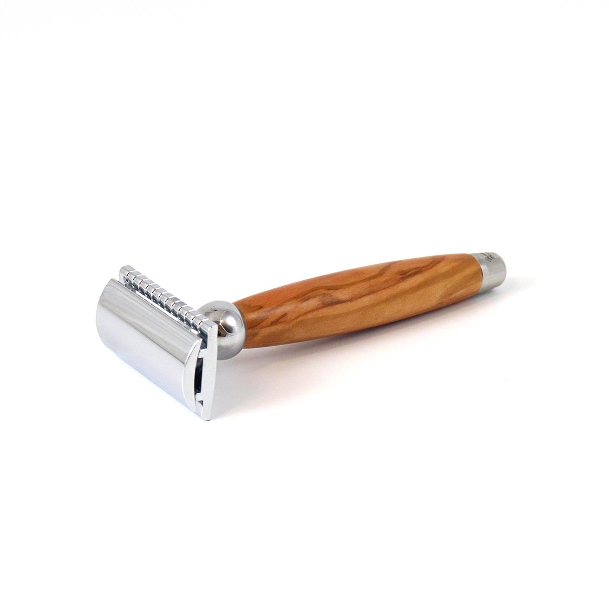 Gentleman Barbier Rasierhobel Olivenholz mit Ständer – Bild 3