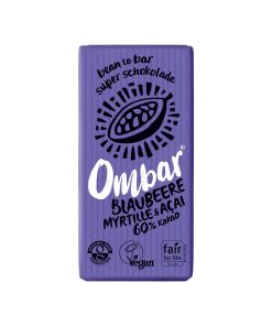 Ombar Schokolade Açai & Blaubeere 35 g zuckerfrei