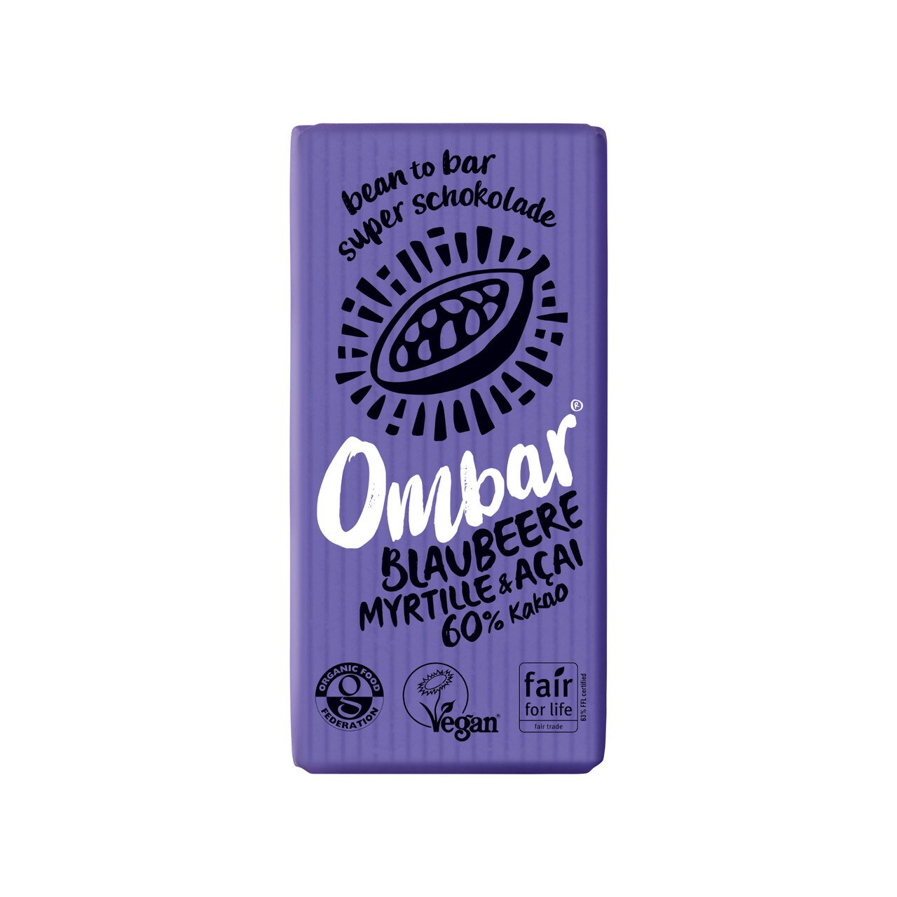 Ombar Schokolade Açai & Blaubeere 35 g zuckerfrei