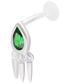 Alternative view of Green Emerald Push Fit Labret