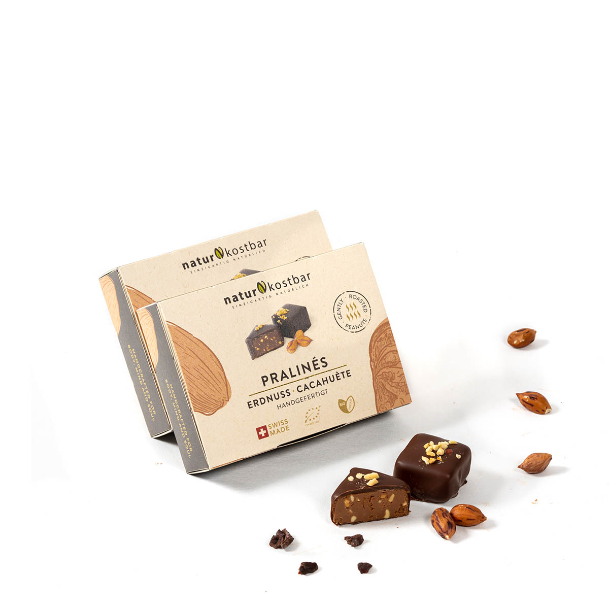 20% auf Schweizer Bio Pralinés Erdnuss Pack 88g MHD 01/25