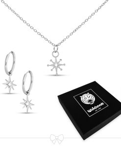 Polar Star Necklace with Hoops Set